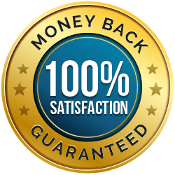 100% satisfaction money back guarantee badge